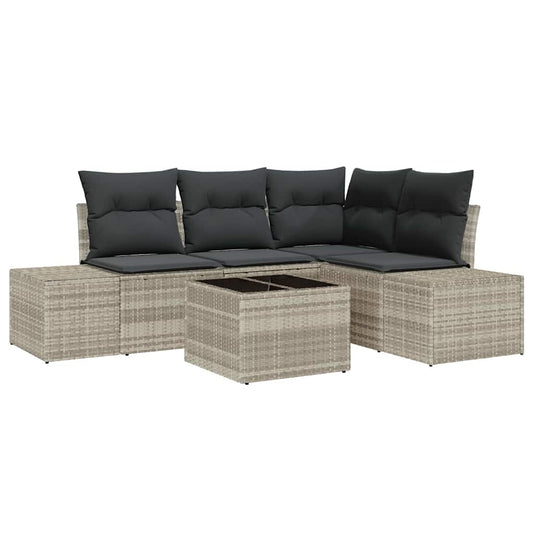 Garten-Sofa-Set mit Kissen mit Speicher 5 pcs Hellgrau