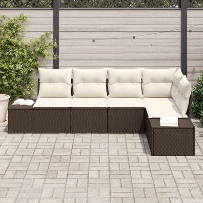 Garten-Sofa-Set mit Kissen mit Speicher 5 pcs Braun, Creme