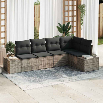 Garten-Sofa-Set mit Kissen mit Speicher 5 pcs Grau