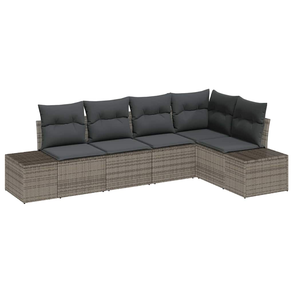 Garten-Sofa-Set mit Kissen mit Speicher 5 pcs Grau