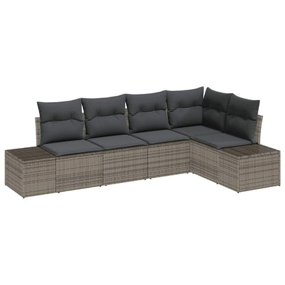 Garten-Sofa-Set mit Kissen mit Speicher 5 pcs Grau