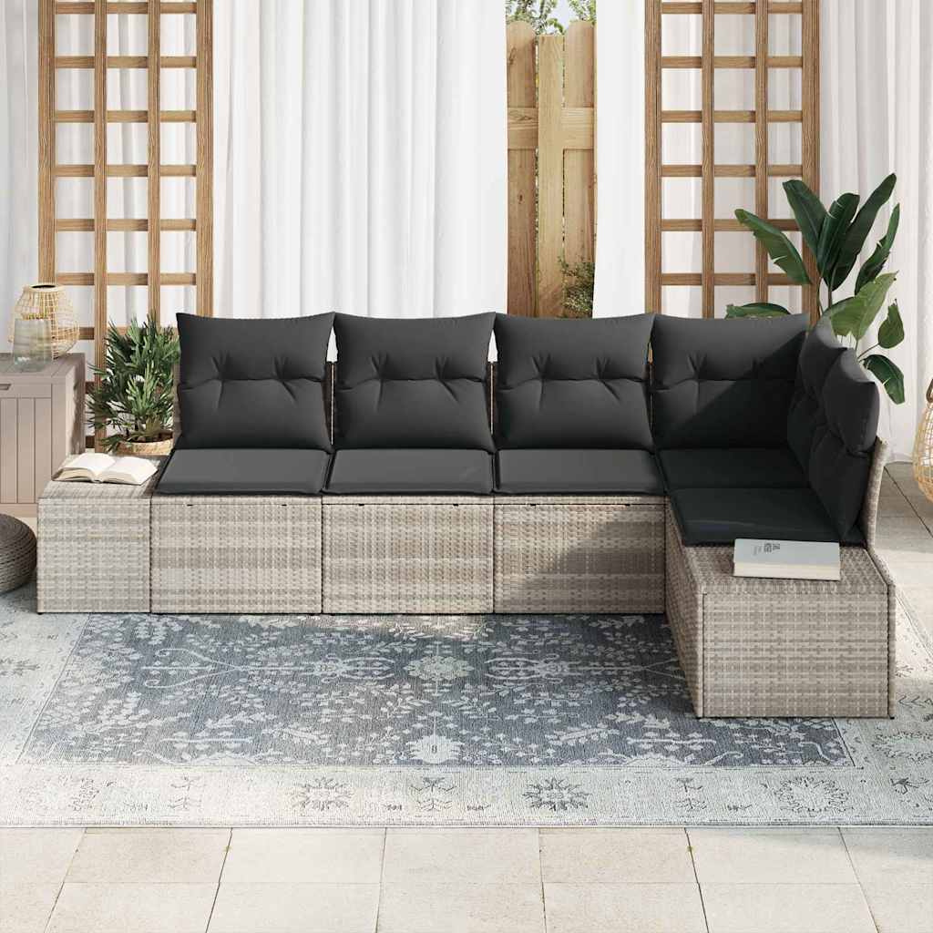 Garten-Sofa-Set mit Kissen mit Speicher 5 pcs Hellgrau