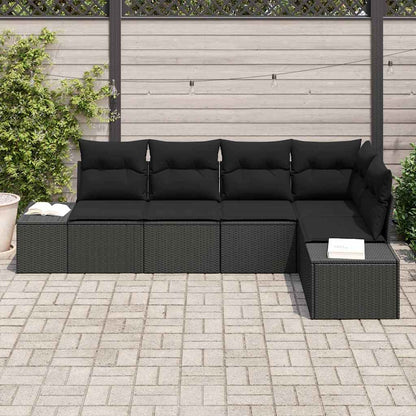 Garten-Sofa-Set mit Kissen mit Speicher 5 pcs Schwarz