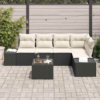Garten-Sofa-Set mit Kissen mit Speicher 6 pcs Braun, Creme