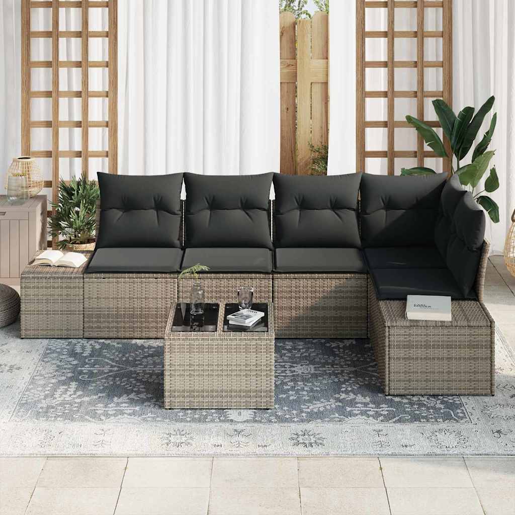 Garten-Sofa-Set mit Kissen mit Speicher 6 pcs Hellgrau