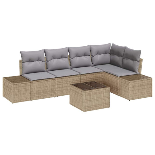 Garten-Sofa-Set mit Kissen mit Speicher 6 pcs Beige, Hellgrau