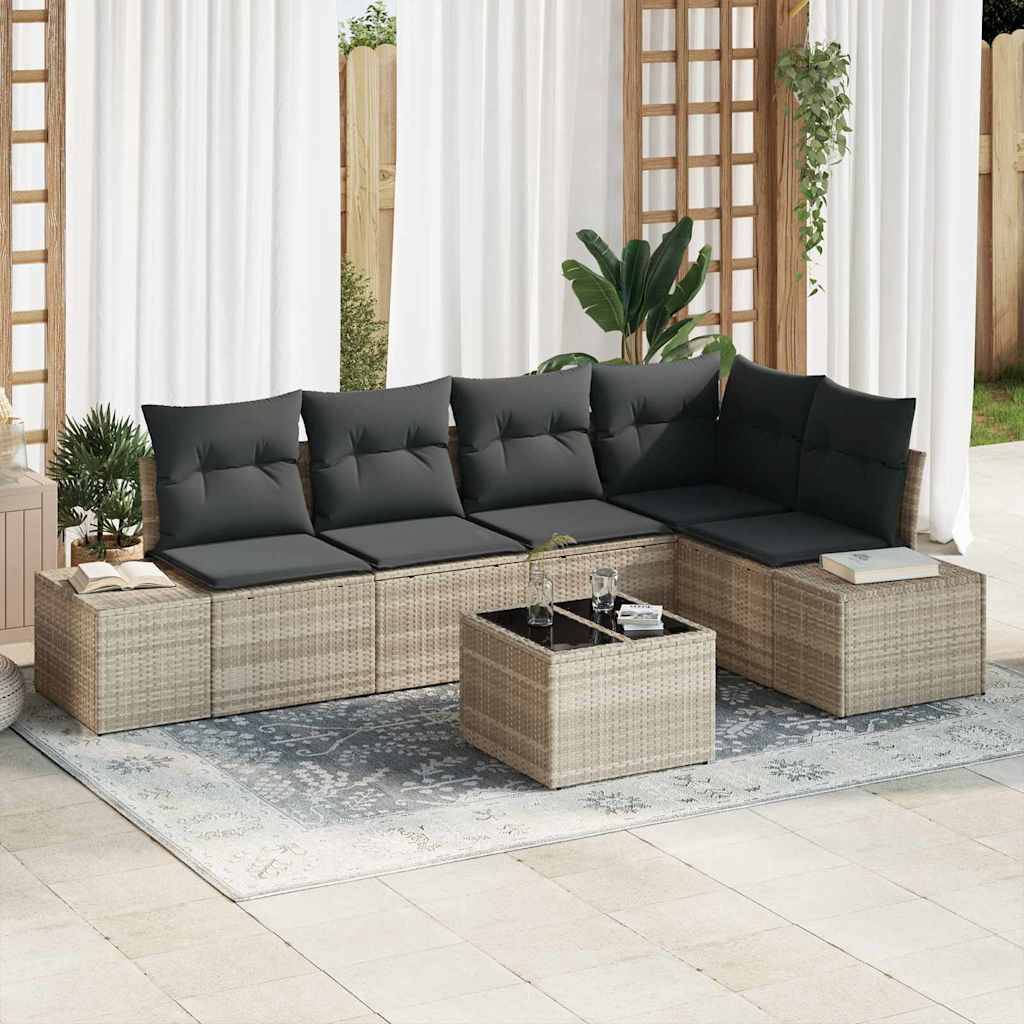 Garten-Sofa-Set mit Kissen mit Speicher 6 pcs Hellgrau