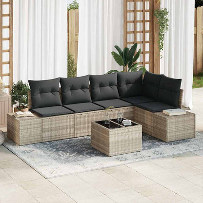 Garten-Sofa-Set mit Kissen mit Speicher 6 pcs Hellgrau