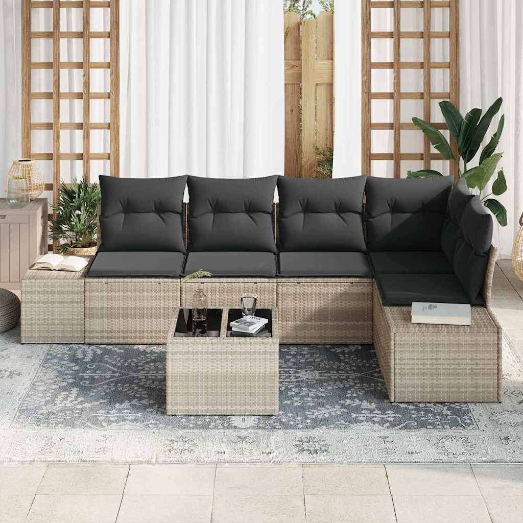 Garten-Sofa-Set mit Kissen mit Speicher 6 pcs Hellgrau