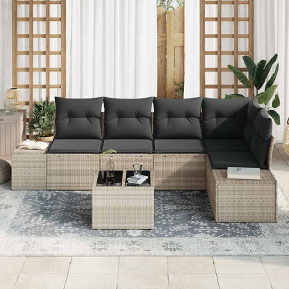 Garten-Sofa-Set mit Kissen mit Speicher 6 pcs Hellgrau