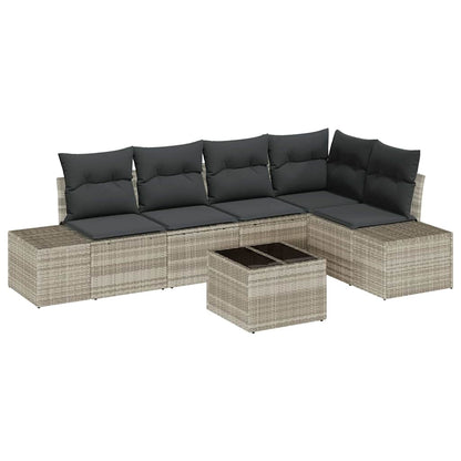 Garten-Sofa-Set mit Kissen mit Speicher 6 pcs Hellgrau
