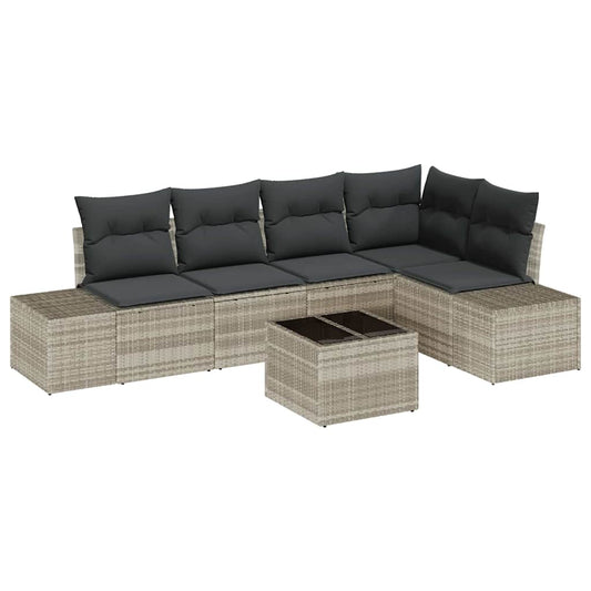 Garten-Sofa-Set mit Kissen mit Speicher 6 pcs Hellgrau