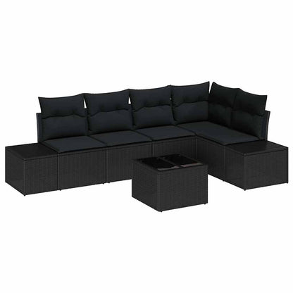 Garten-Sofa-Set mit Kissen mit Speicher 6 pcs Schwarz