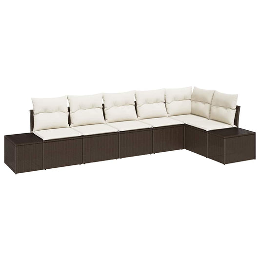 Garten-Sofa-Set mit Kissen mit Speicher 6 pcs Braun, Creme