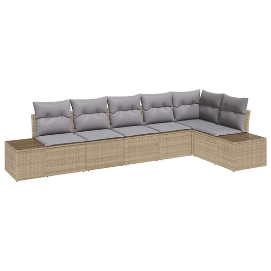 Garten-Sofa-Set mit Kissen mit Speicher 6 pcs Beige, Hellgrau