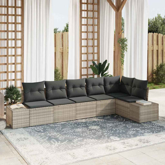 Garten-Sofa-Set mit Kissen mit Speicher 6 pcs Hellgrau