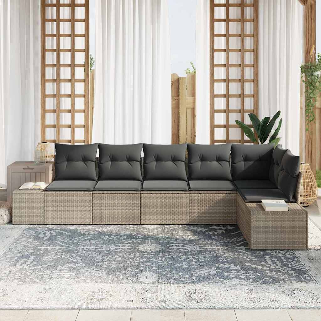 Garten-Sofa-Set mit Kissen mit Speicher 6 pcs Hellgrau