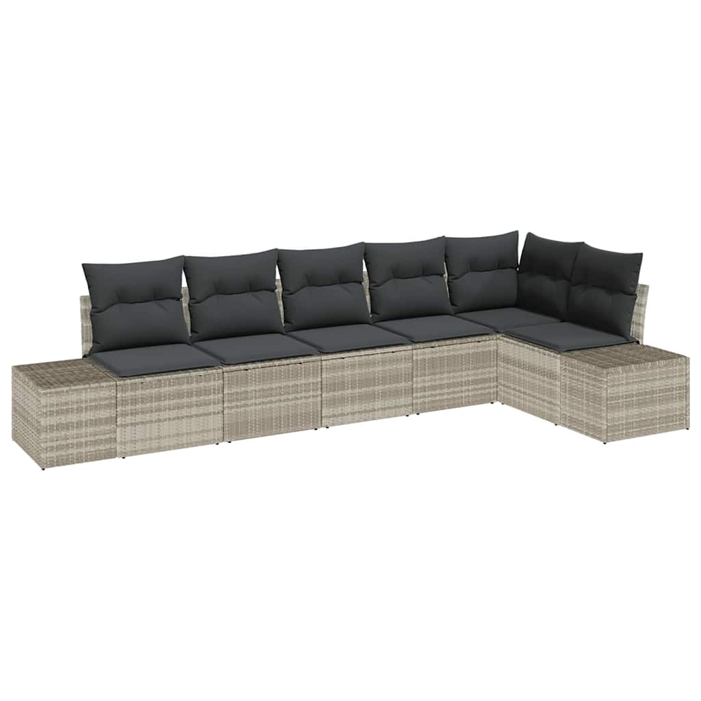 Garten-Sofa-Set mit Kissen mit Speicher 6 pcs Hellgrau