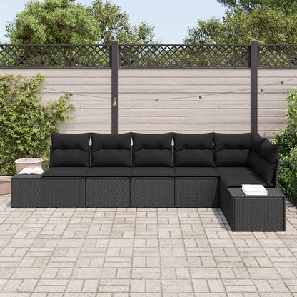 Garten-Sofa-Set mit Kissen mit Speicher 6 pcs Schwarz