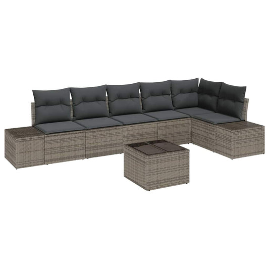 Garten-Sofa-Set mit Kissen mit Speicher 7 pcs Hellgrau