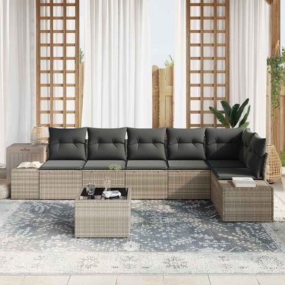 Garten-Sofa-Set mit Kissen mit Speicher 7 pcs Hellgrau
