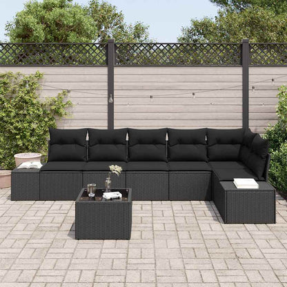 Garten-Sofa-Set mit Kissen mit Speicher 7 pcs Schwarz