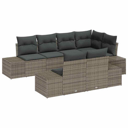 Garten-Sofa-Set mit Kissen mit Speicher 7 pcs Grau