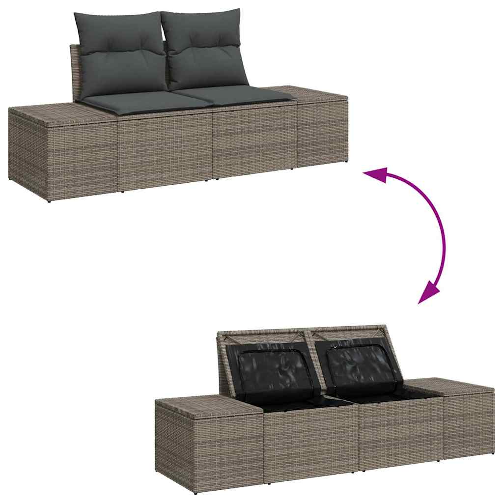 Garten-Sofa-Set mit Kissen mit Speicher 7 pcs Grau