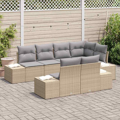 Garten-Sofa-Set mit Kissen mit Speicher 7 pcs Beige, Hellgrau