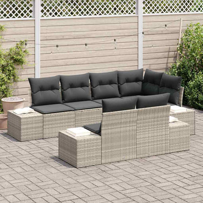 Garten-Sofa-Set mit Kissen mit Speicher 7 pcs Hellgrau