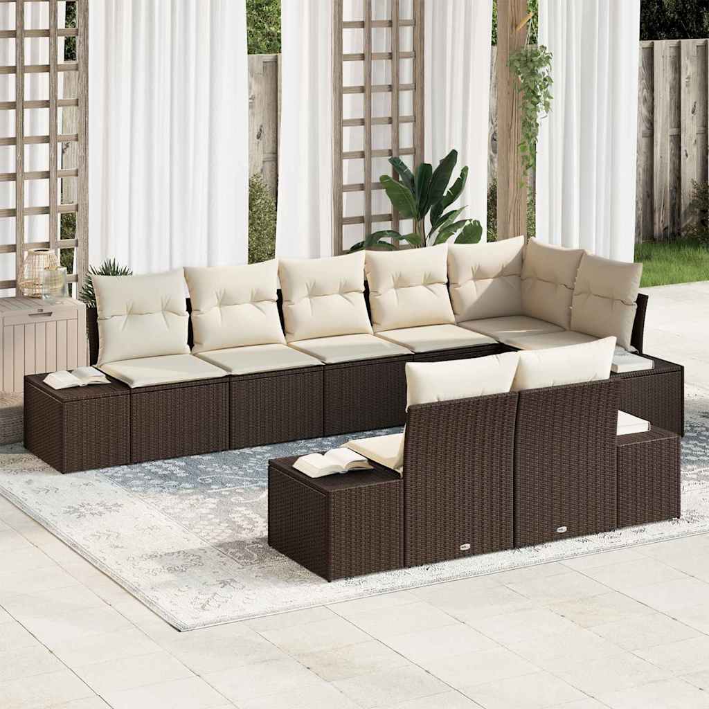 Garten-Sofa-Set 8 pcs Braun und Creme 319 x 154 x 85 cm