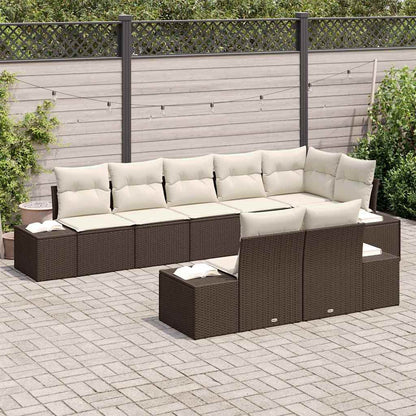 Garten-Sofa-Set 8 pcs Braun und Creme 319 x 154 x 85 cm