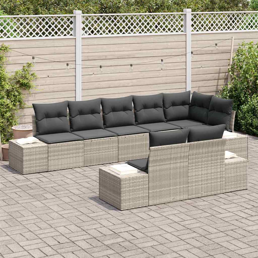 Garten-Sofa-Set 8 pcs Hellgrau 319 x 154 x 85 cm Poly Rattan