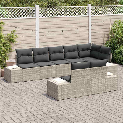 Garten-Sofa-Set 8 pcs Hellgrau 319 x 154 x 85 cm Poly Rattan