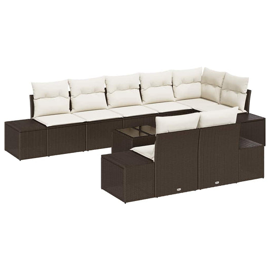 Garten-Sofa-Set 9 pcs Braun und Creme 319 x 154 x 85 cm