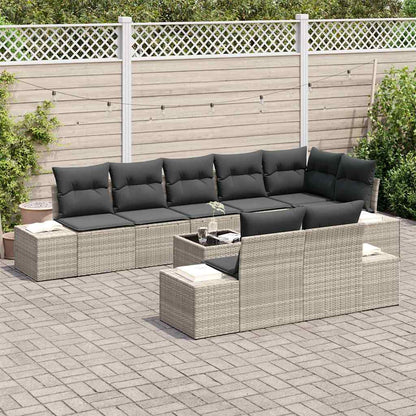 Garten-Sofa-Set 9 pcs Hellgrau 319 x 154 x 85 cm Poly Rattan