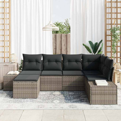 Garten-Sofa-Set 6 pcs Grau 264 x 154 x 85 cm Poly Rattan
