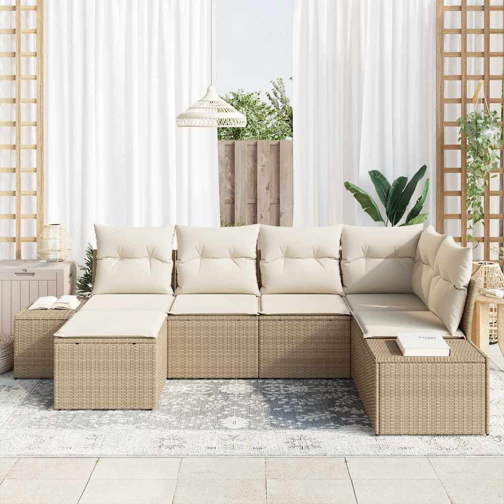 Garten-Sofa-Set 6 pcs Beige und Creme 264 x 154 x 85 cm