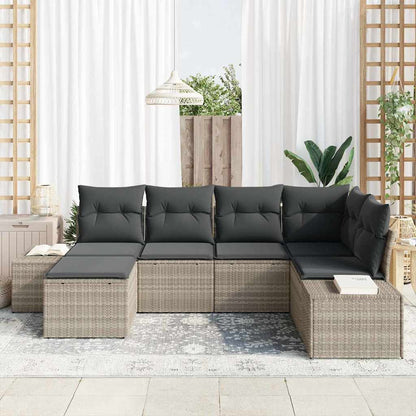 Garten-Sofa-Set 6 pcs Hellgrau 264 x 154 x 85 cm Poly Rattan