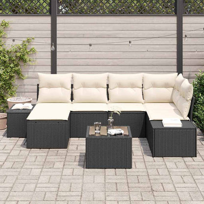 Garten-Sofa-Set 7 pcs Schwarz und Creme 264 x 154 x 85 cm