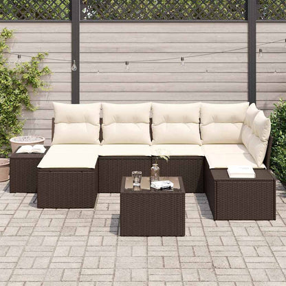 Garten-Sofa-Set 7 pcs Braun und Creme 264 x 154 x 85 cm
