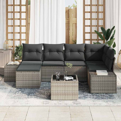 Garten-Sofa-Set 7 pcs Grau 264 x 154 x 85 cm Poly Rattan
