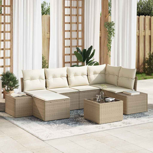 Garten-Sofa-Set 7 pcs Beige und Creme 264 x 154 x 85 cm