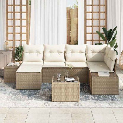 Garten-Sofa-Set 7 pcs Beige und Creme 264 x 154 x 85 cm