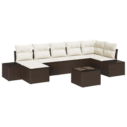 Garten-Sofa-Set mit Kissen mit Speicher 8 pcs Braun Poly Rattan