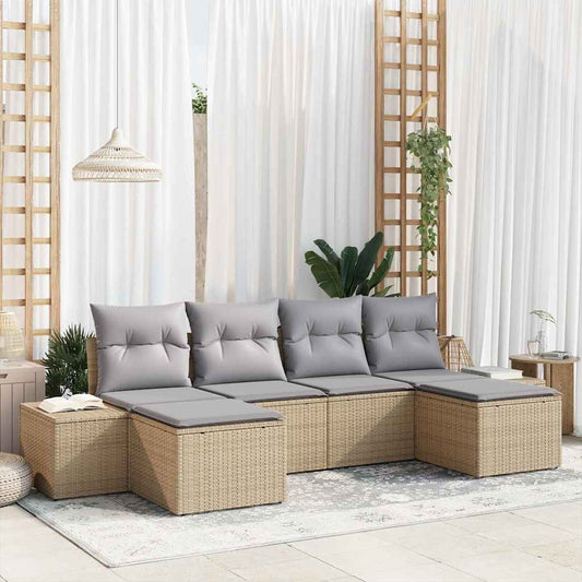 Garten-Sofa-Set 6 pcs Beige und Hellgrau 184 x 62 x 85 cm