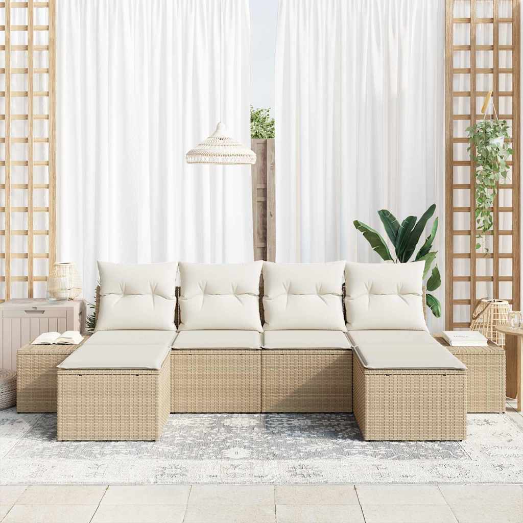 Garten-Sofa-Set 6 pcs Beige und Creme 184 x 62 x 85 cm