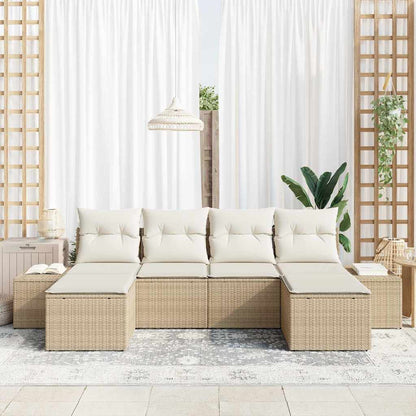 Garten-Sofa-Set 6 pcs Beige und Creme 184 x 62 x 85 cm