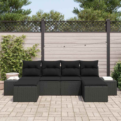 Garten-Sofa-Set 6 pcs Schwarz 184 x 62 x 85 cm Poly Rattan
