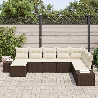 Garten-Sofa-Set 8 pcs Braun und Creme 319 x 209 x 85 cm